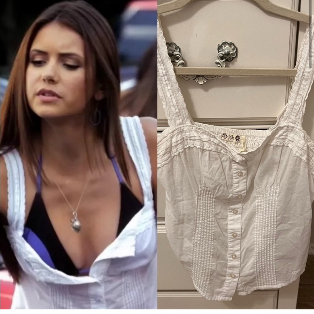 ISO Elena Gilbert Abercrombie & Fitch White Blouse